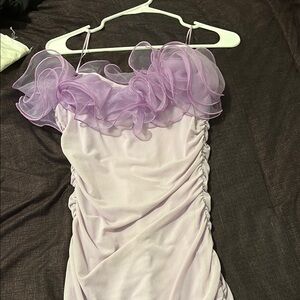 Lavender Ruffled Off-Shoulder Dress